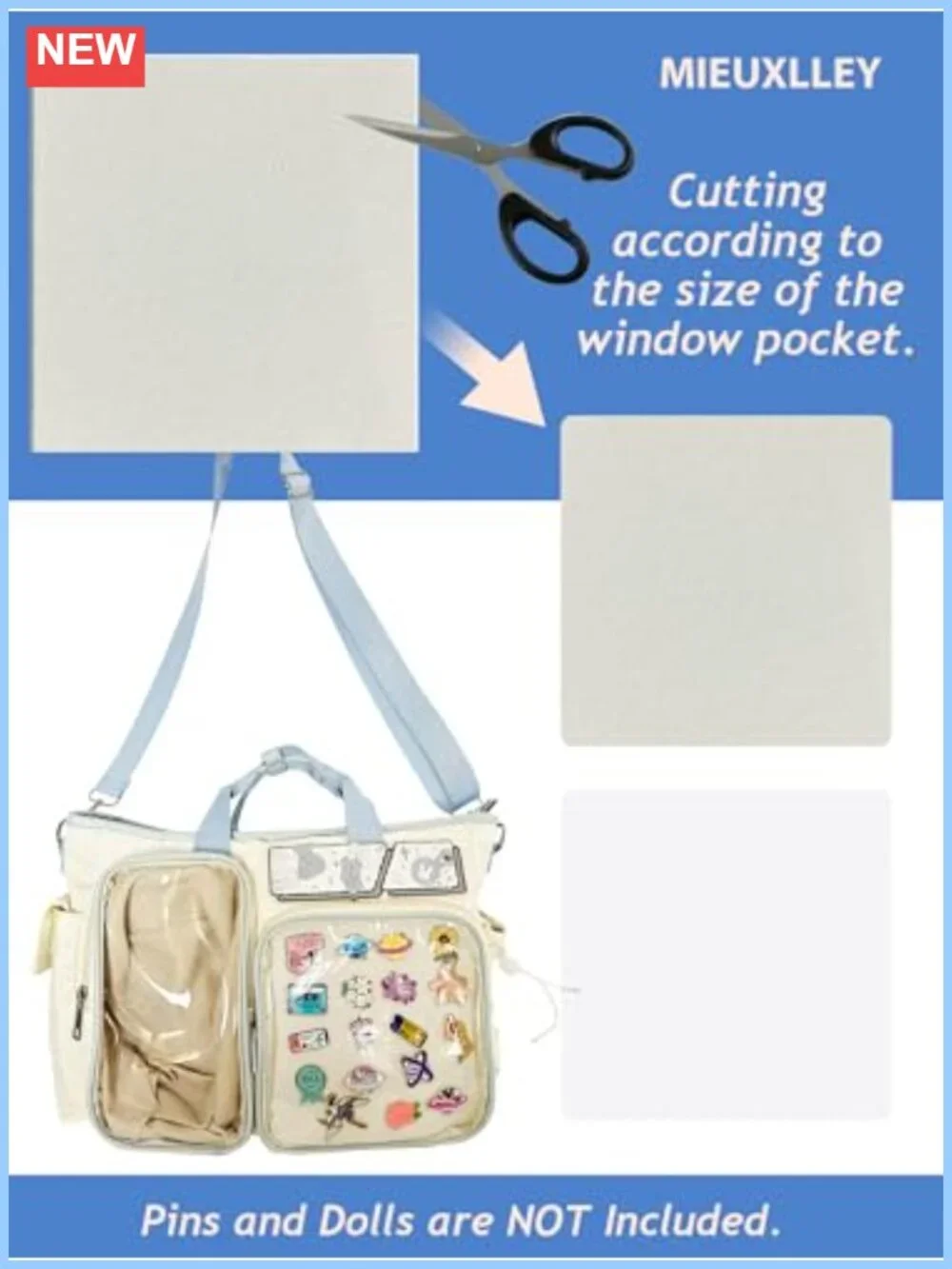 Ita Bag Clear Pin Display Backpack 4-in-1 Crossbody Shoulder Oxford Cloth